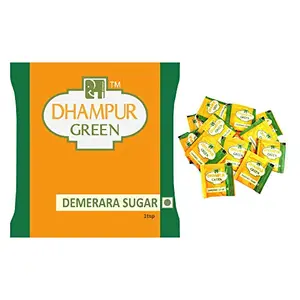 green Brown Sugar Sachets 1Kg (5g x 200 Sachets) |Sugar Sachets for Tea Coffee Sulphurless Natural Cane Sugar Double Refined
