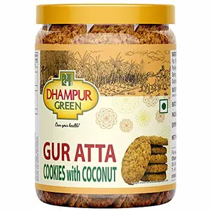 egreen Gur Jaggery Atta Coconut Cookies Biscuit 300grams Pure Gur Gud Bakery Whole Wheat Flour Baked Cookies Biscuit Healthy Snacks with No Added Sugar for Diet