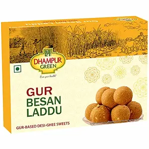 green Gur Besan Laddu Ladoo Laddoo - Gur Based Desi Ghee Indian Sweets 500g | Gur Gud Desi Ghee Based Jaggery Mithaai No Added Sugar No Color No Preservatives Naturally Made