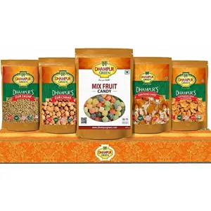 Speciality Candy Snacks Gift Box - Gur Saunf Gur Chana Mix Fruits Candy and Aam Papad Candy Diwali Gift Box Hamper for Family and Friends 700grams