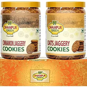 Speciality Cookies Biscuit Gift Box Hampers - Cinnamon Jaggery Cookies and Oats Jaggery Bakery Cookies Biscuit without Sugar Resealable Pet Jars Combo 600g