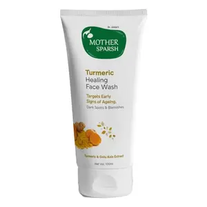 Mother Sparsh Turmeric Healing Face Wash For Hyperpigmentation Dark Spots & Radiant Complexion | With Turmeric Gotu Kola & Ginseng Extract | Deeply Cleanses & Unclog Pores | 100ml