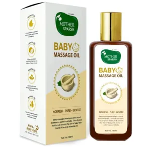 Mother Sparsh Ayurvedic Baby Massage Oil 18 Herbal extracts and Oils - Lajjalu tagar Almond & Avocado Oil 100ml