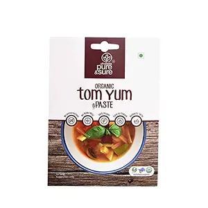 Pure & Sure Organic Tom Yum Paste | Tom Yum Soup Ingredients | Ready to Cook Food Products Delicious & Aromatic No Preservatives | 50gm