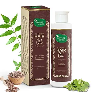 Mother Sparsh 30 herbs Hair Oil for Dry & Damaged Hair | Made with Jabapushpa Karipatta & Reetha | Strengthen hair and control hair fall - For All Hair Types | No Parabens & Sulphates - 200 ML