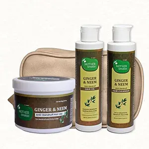 Mother Sparsh Ginger & Neem Anti-dandruff Kit for dandruff & itchy scalp