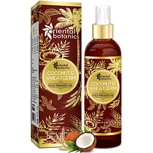 Oriental Botanics Organic Coconut & Wheat Germ Oil For Hair & Skin 200 ml with Coconut & Wheat Germ Oil for Healthy Hair & Skin | Cruelty Free & Vegan | Paraben Free