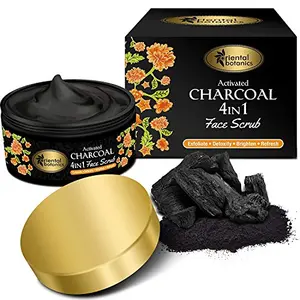 Oriental Botanics Activated Charcoal 4 In 1 Face Scrub 100 g with Activated Charcoal that Unclogs Pores & Removes Dirt | Cruelty Free & Vegan | Paraben Free