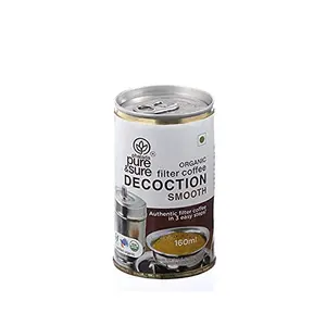 Pure & Sure Smooth Decoction Filter Coffee | 100% Organic Ground Coffee Powder | Robusta Coffee with Arabica Coffee Beans | Ready to Use Preservative Free | 160ml