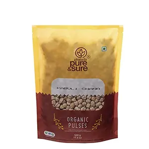 Pure & Sure Organic Kabuli Chana Dal | Healthy & Wholesome Organic Pulses | Rich in Fibre High Protein No Preservatives | 500gm