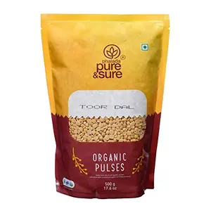 Pure & Sure Organic Toor Dal | Healthy & Wholesome Organic Pulses | Rich in Fibre High Protein Low Calories No Preservatives | 500gm