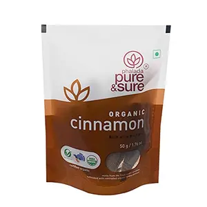 Pure & Sure Organic Cinnamon Bark Whole Spices | Khada Masala for Cooking | Sabut Garam Masala 50g