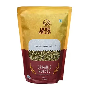 Pure & Sure Organic Green Gram Split | Healthy & Wholesome Organic Pulses | Rich in Fiber High Protein No Preservatives | 500gm