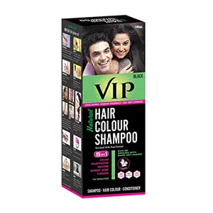 VIP HAIR COLOUR SHAMPOO 180ml Black for Men & Women | Alternate to Hair Dye | Instant Beard Color