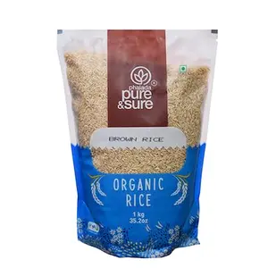 Pure & Sure Organic Brown Rice 1kg | Brown Rice 1kg Pack | Unpolished Brown Rice | Pure & Sure Brown Rice 1 kg.