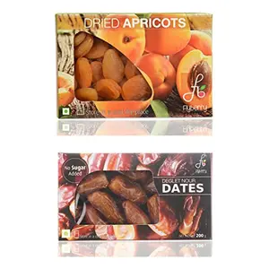 Flyberry Dried Apricots and Deglet Nour Dates (400 g Combo)