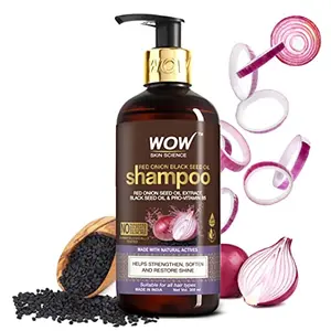 WOW Skin Science Onion Shampoo With Red Onion Seed Oil Extract Black Seed Oil & Pro-Vitamin B5 - No Parabens Sulphates Silicones Color & Peg - 300 ml