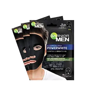Garnier Men Men Powerwhite Xl Charcoal Mask For Men 84g(Pack Of 3) 84 g (Pack of 3)