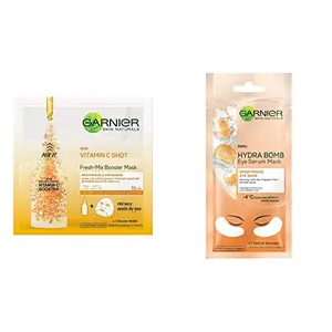 Garnier Skin Naturals Fresh Mix Vitamin C Face Serum Sheet Mask Orange 33 g & Garnier Hydra Bomb Eye Serum Mask Orange 6 g