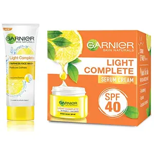 Garnier Skin Naturals Light Complete Facewash 100g and Garnier Skin Natural Light Complete White Speed Fairness Serum Cream 40g