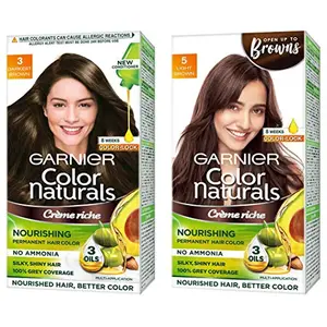 Garnier Color Naturals CrâÂ®me hair color Shade 3 Darkest Brown 70ml + 60g & Garnier Color Naturals CrâÂ®me hair color Shade 5 Light Brown 70ml + 60g