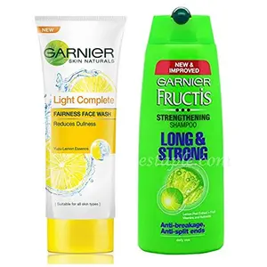 Garnier Skin Naturals Light Complete Facewash 100g and Garnier Fructis Long & Strong Strengthening Shampoo 340ml