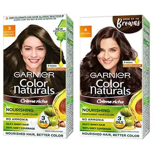 Garnier Color Naturals CrâÂ®me hair color Shade 3 Darkest Brown 70ml + 60g & Garnier Color Naturals CrâÂ®me hair color Shade 4 Brown 70ml + 60g
