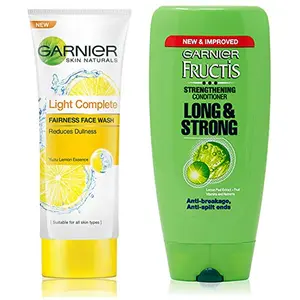 Garnier Skin Naturals Light Complete Facewash 100g and Garnier Fructis Long & Strong Strengthening Conditioner 175ml