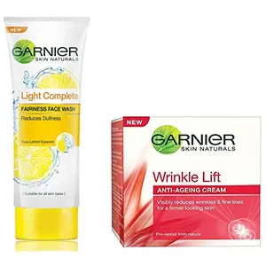 Garnier Skin Naturals Light Complete Facewash 100g and Garnier Skin Naturals Wrinkle Lift Anti Ageing Cream 40g