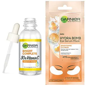 Garnier Light Complete VITAMIN C Booster Face Serum 30 ml & Garnier Hydra Bomb Eye Serum Mask Orange 6 g