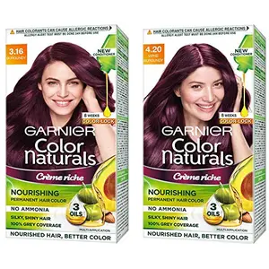 Garnier Color Naturals CrâÉ¬Â®me hair color Shade 3.16 Burgundy 70ml + 60g and Garnier Color Naturals CrâÉ¬Â®me hair color Shade 4.20 Wine Burgundy 70ml + 60g