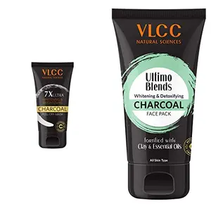 VLCC 7X Ultra Whitening and Brightening Charcoal Peel Off Mask 100g & VLCC Ultimo Blends Charcoal Face Pack 100g