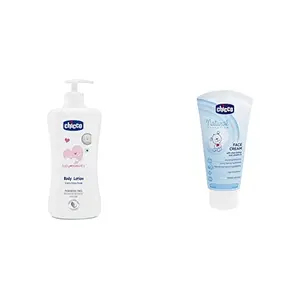 Chicco Baby Moments Body Lotion for Deep Nourishment Dermatologically Tested Paraben and Mineral O&Natural Sensation Face Cream (Blue 50Ml)