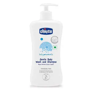 Chicco Baby Moments Gentle Body Wash And Shampoo For Soft Skin And Hair Dermatologically Tested Paraben Free (500ml)
