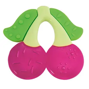 Chicco Fresh Relax Teether for Baby Soft Silicone and Easy Grip Handle Refreshes and Soothes Gums During Teething BPA Free 4m+ (Cherry)