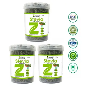Zindagi Stevia Dry Leaves - Natural Stevia Leaf - Sugar-Free Stevia Sweetener (100 gm) Pack of 3