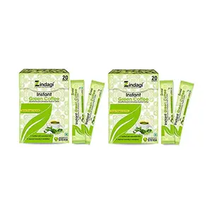 Zindagi Instant Green Coffee Sachets - Pure Green Coffee Extract Sweeten with Stevia (Pack of 5)