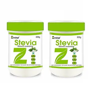 Zindagi Stevia White Powder 200gm - Stevia Natural Sugar Powder - Sugar-Free - (Pack of 2)