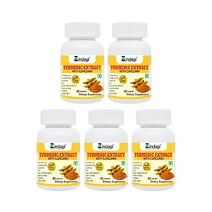 Zindagi Turmeric Extract Cap.. With Curcumin - Maintain Healthy Joints - Powerful Antioxidant 60 Cap.. Each (Buy 4 Get 1 Free)