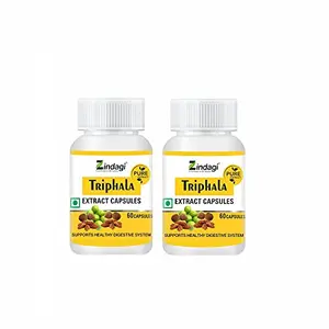 Zindagi Triphala Extract Cap.. - 100% Natural Digestion - Herbal Food Supplement - 60cap (Pack of 2)