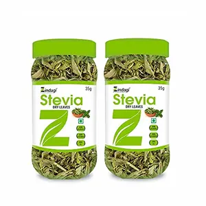 Zindagi Stevia Dry Leaves - Natural & Zero Calorie Sweetener - Stevia Sugar - Sugar-Free (70 gm)