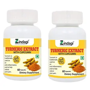 Zindagi Turmeric Extract Cap.. With Curcumin - Maintain Healthy Joints - Powerful Antioxidant - 60 Cap.. (Pack of 2)