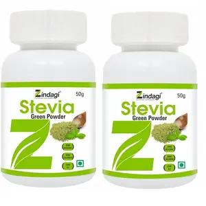Zindagi Stevia Dried Leaf Green Powder - Stevia Natural Sweetener - Sugar-Free (50 gm) Pack of 2