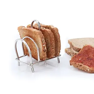 Urban Snackers Stainless Steel 4 Slice Bread/Toast Carrying Rack Holder Silver Color 11.5 cm Use for Serving & Food Presentation Home Restaurants