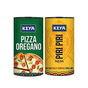 Keya Sprinklers Combo | Italian Pizza Oregano x 1 | Piri Piri x 1 | Pack of 2 x 80 gm