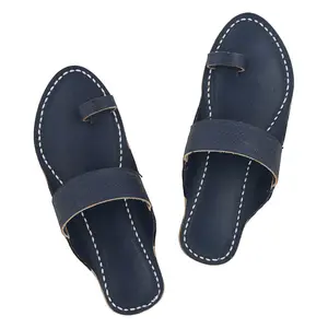 Premium Quality Dark Blue Toe Style Leather Kolhapuri Sandal  for Women