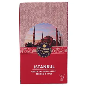 Karma Kettle Istanbul Green Tea with Apple Rose and Hibiscus Natural 25 Pyramid Teabags