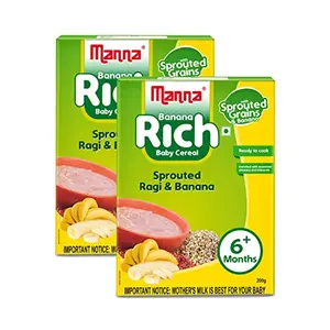 Manna Banana Rich - Sprouted Grains, Pack of 2-200g Each (Porridge / Cereal Mix)