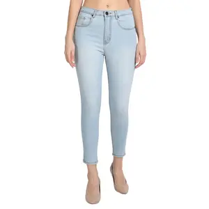 Lorem Ginzo Women's Slim fit jeans  Ankle length High Waist Light Blue Jeans