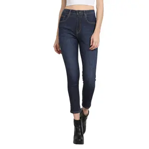 Lorem Ginzo Slim Fit Dark Blue Jeans for Women  Casual High Waist Ladies Jeans